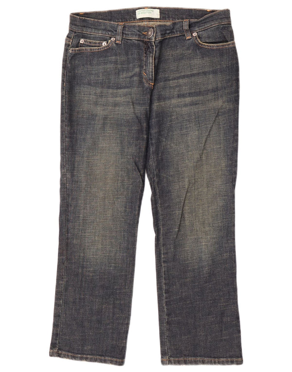 Jeans Cropped Benetton Donna IT 44 Medio W30 L25 Blu Navy Cotone