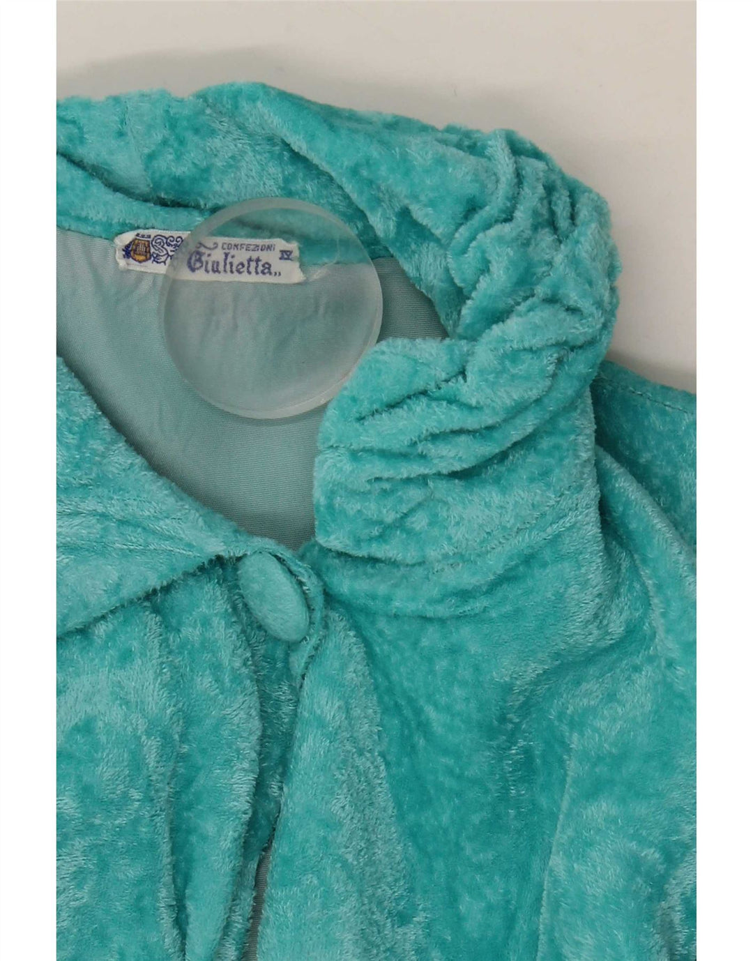 Vintage Dame Velour Robe Kjole UK 14 Medium Blue