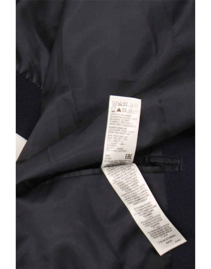 Jaqueta blazer masculina de 2 botões Marks & Spencer Reino Unido 50 5XL azul marinho poliamida