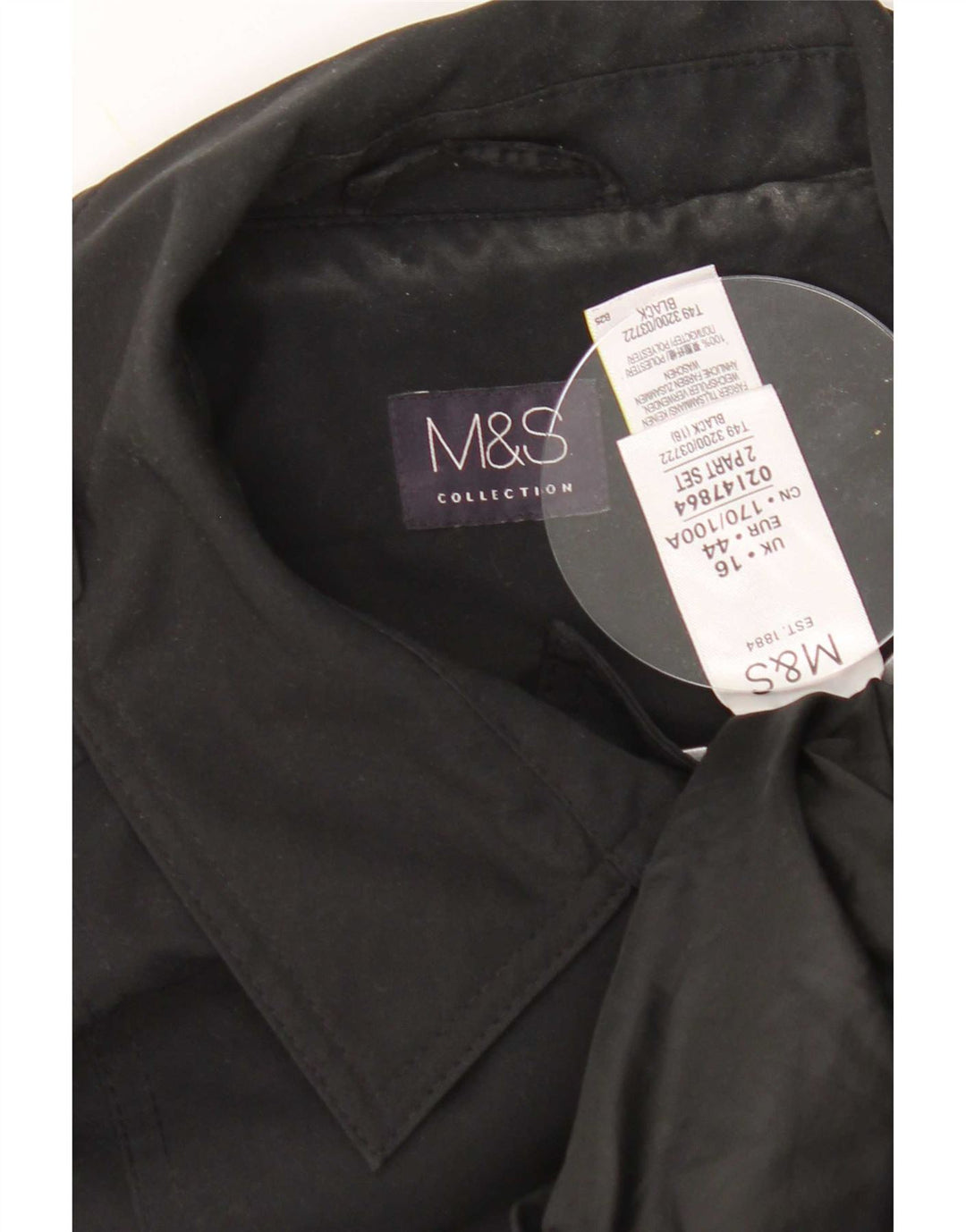 Женский тренч Marks & Spencer UK 16, большой черный полиэстер
