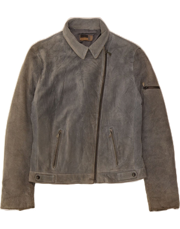 KOR@KOR Womens Suede Jacket IT 46 Large Grey Leather