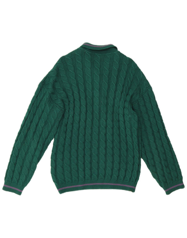 Nazareno Gabrielli Mens Polo Neck Jumper Sweater Small Green Wool