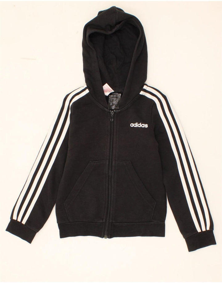 ADIDAS Boys Zip Hoodie Sweater 7-8 Years Black Cotton Vintage Adidas and Second-Hand Adidas from Messina Hembry 
