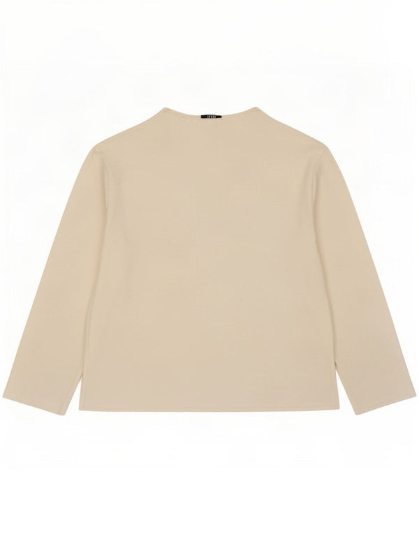 Zara Damen Top Langarm UK 12 Medium Off White Cotton