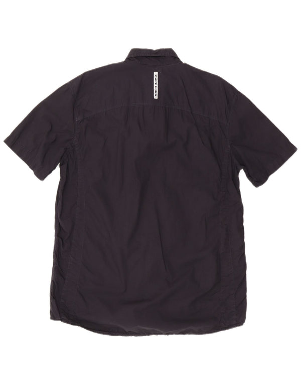 Camicia a maniche corte da uomo Cape Horn IT 52 Large in cotone blu navy