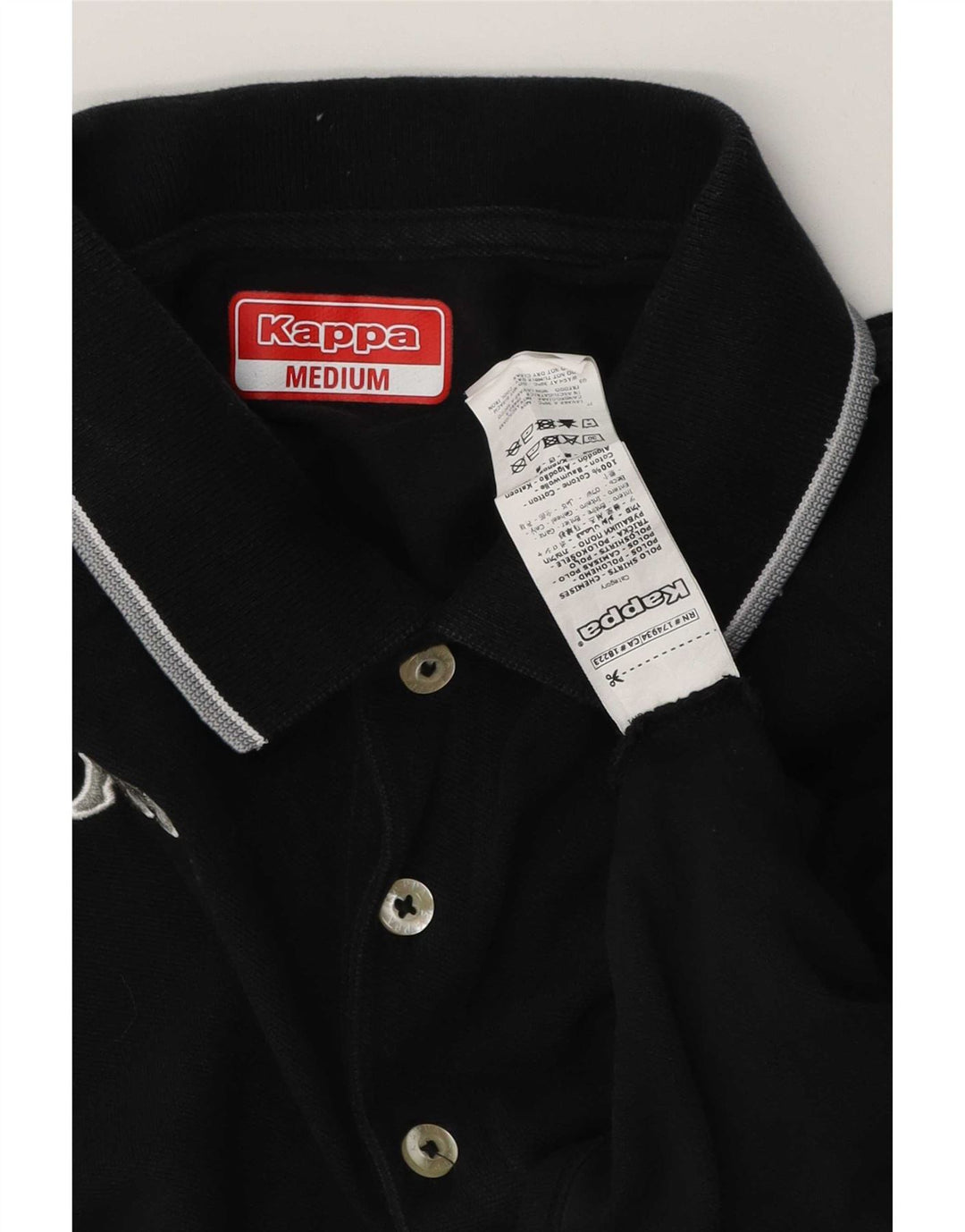 Kappa Mens Polo Shirt Medium Black Cotton