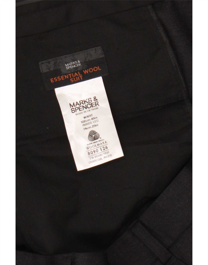 Marks & Spencer Mens Pegged Chino Trousers W40 L29 Grey Wool