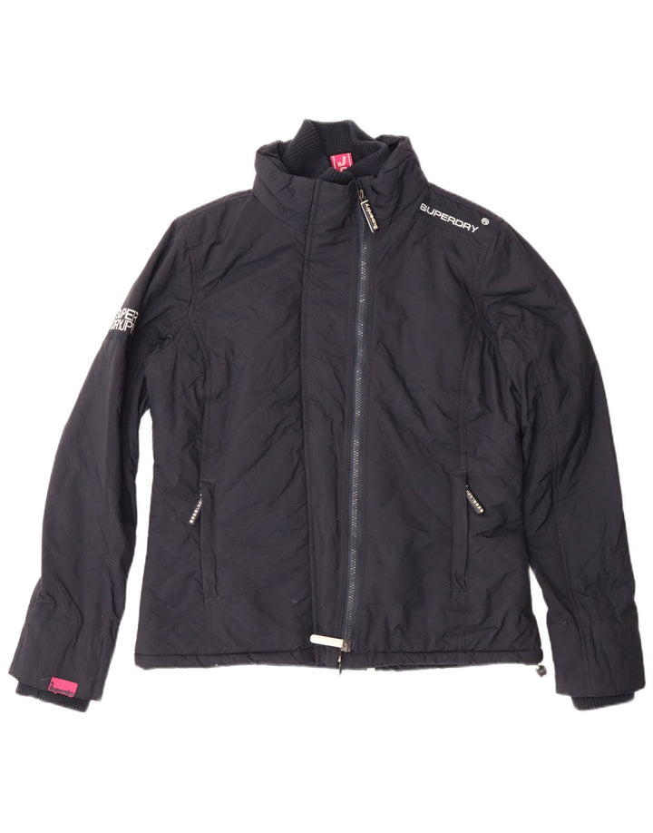 Superdry Womens Windcheater Windbreaker Jacket UK 16 Large Navy Blue Nylon