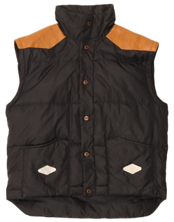 Vintage Polstret Gilet til mænd UK 42 XL Sort Colourblock