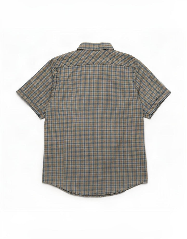 Marlboro Classics Mens Short Sleeve Custom Fit Shirt Medium Blue Check