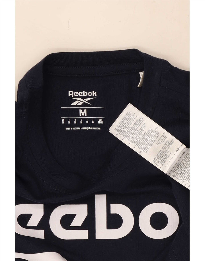 Reebok Mens Graphic T-Shirt Top Medium Navy Blue Cotton