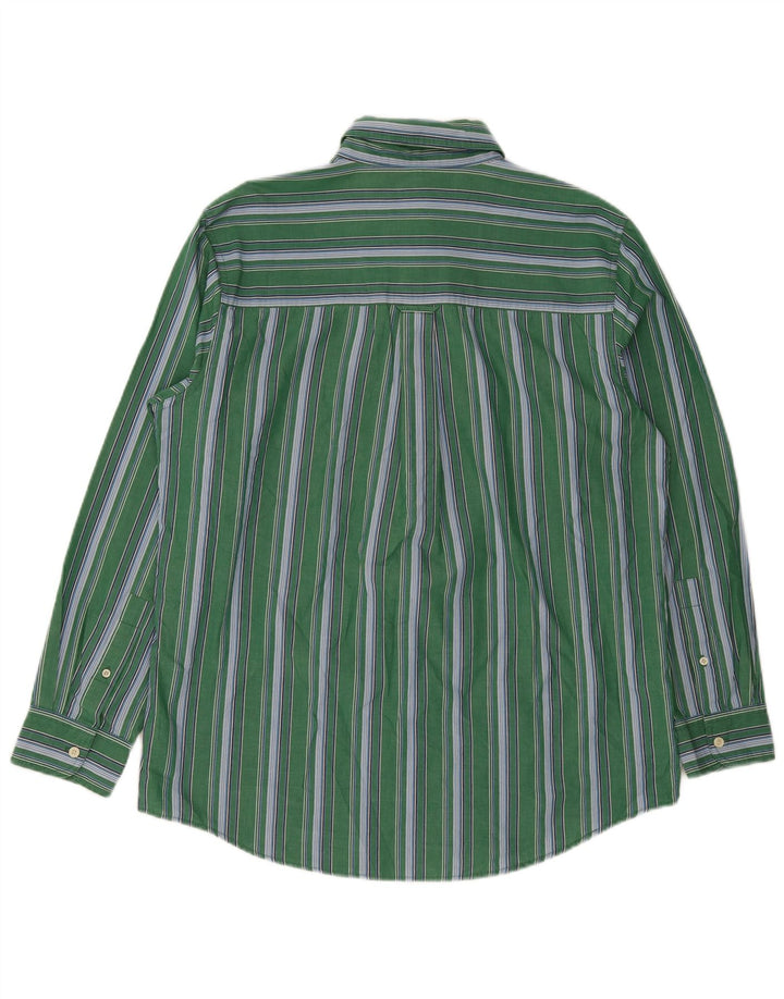 Chaps Mens Easy Care Shirt Medium Green Striped Cotton