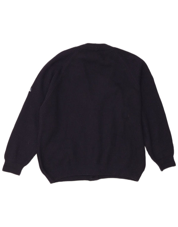 Navigare Mens Regular Fit Cardigan Sweater Large Navy Blue Merino Wool