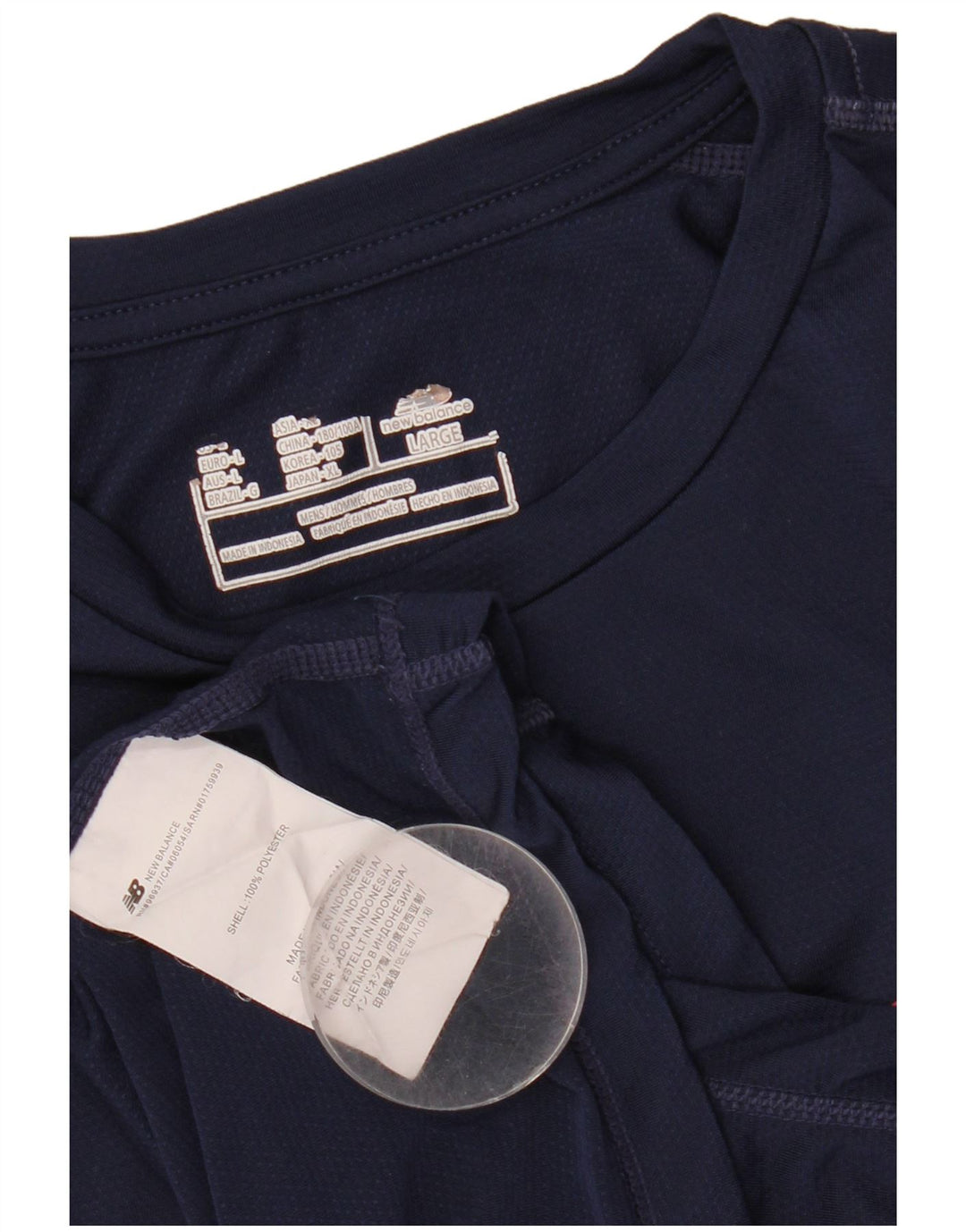New Balance Mens Graphic Top Long Sleeve Large Navy Blue Polyester