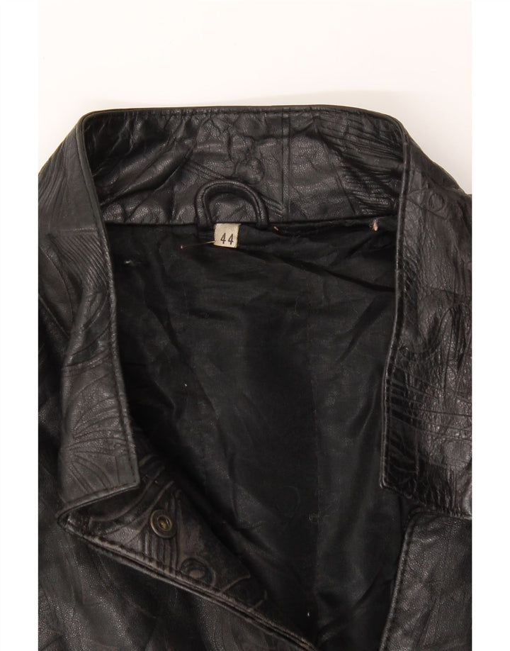 VINTAGE Womens Oversized Leather Jacket IT 44 Medium Black Vintage Vintage and Second-Hand Vintage from Messina Hembry 