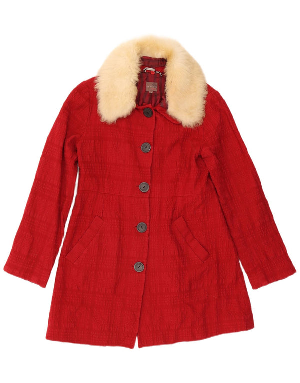 Sobretudo feminino Jigsaw UK 8 pequeno algodão xadrez vermelho