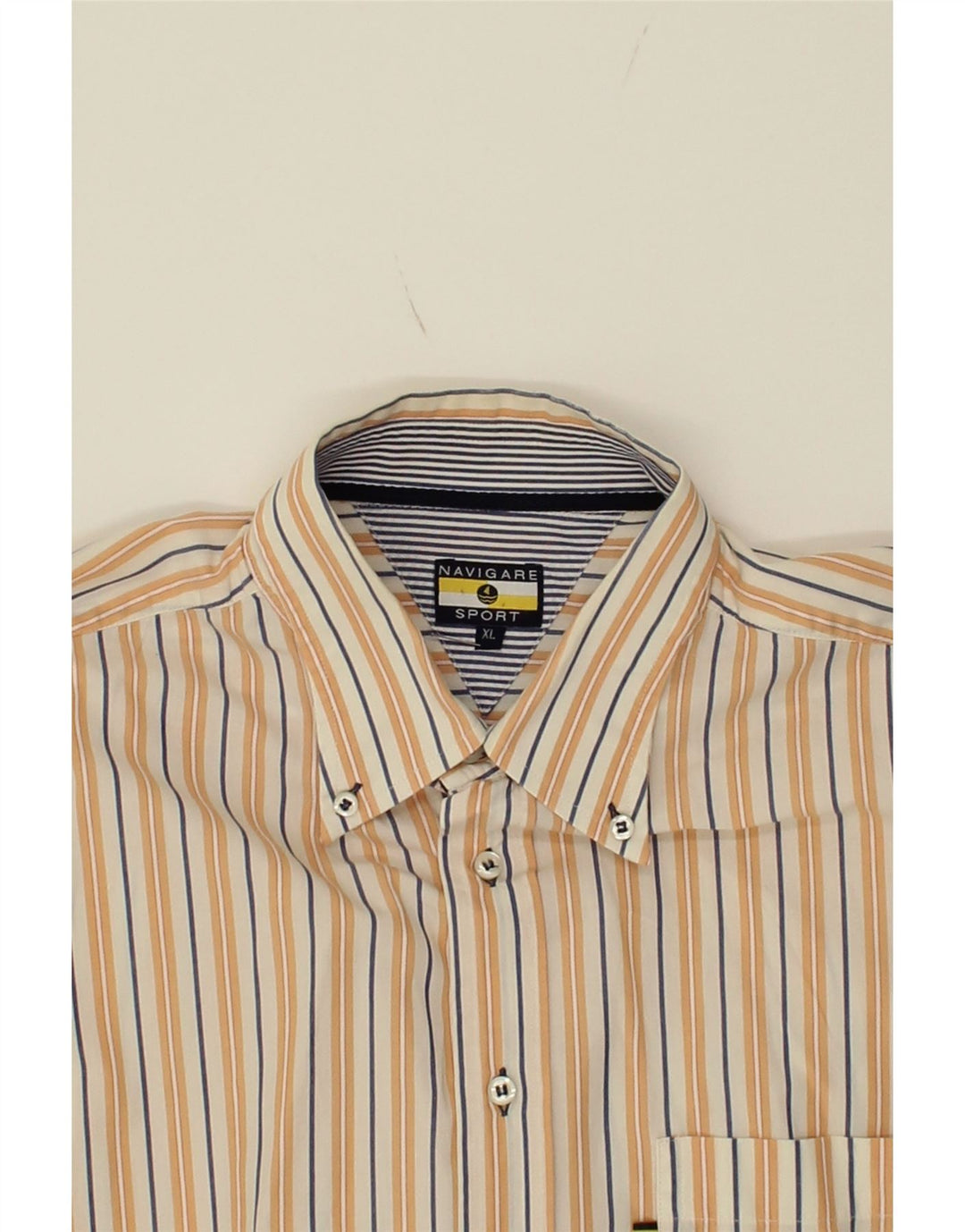 NAVIGARE Mens Shirt XL Beige Striped Vintage Navigare and Second-Hand Navigare from Messina Hembry 