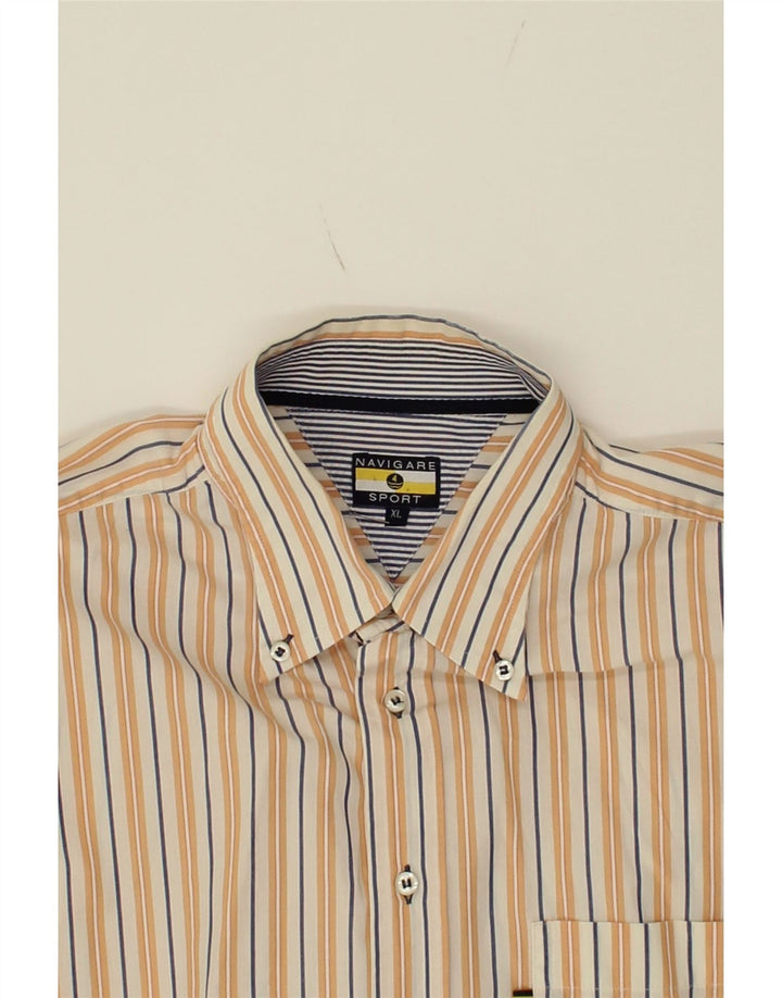 NAVIGARE Mens Shirt XL Beige Striped Vintage Navigare and Second-Hand Navigare from Messina Hembry 