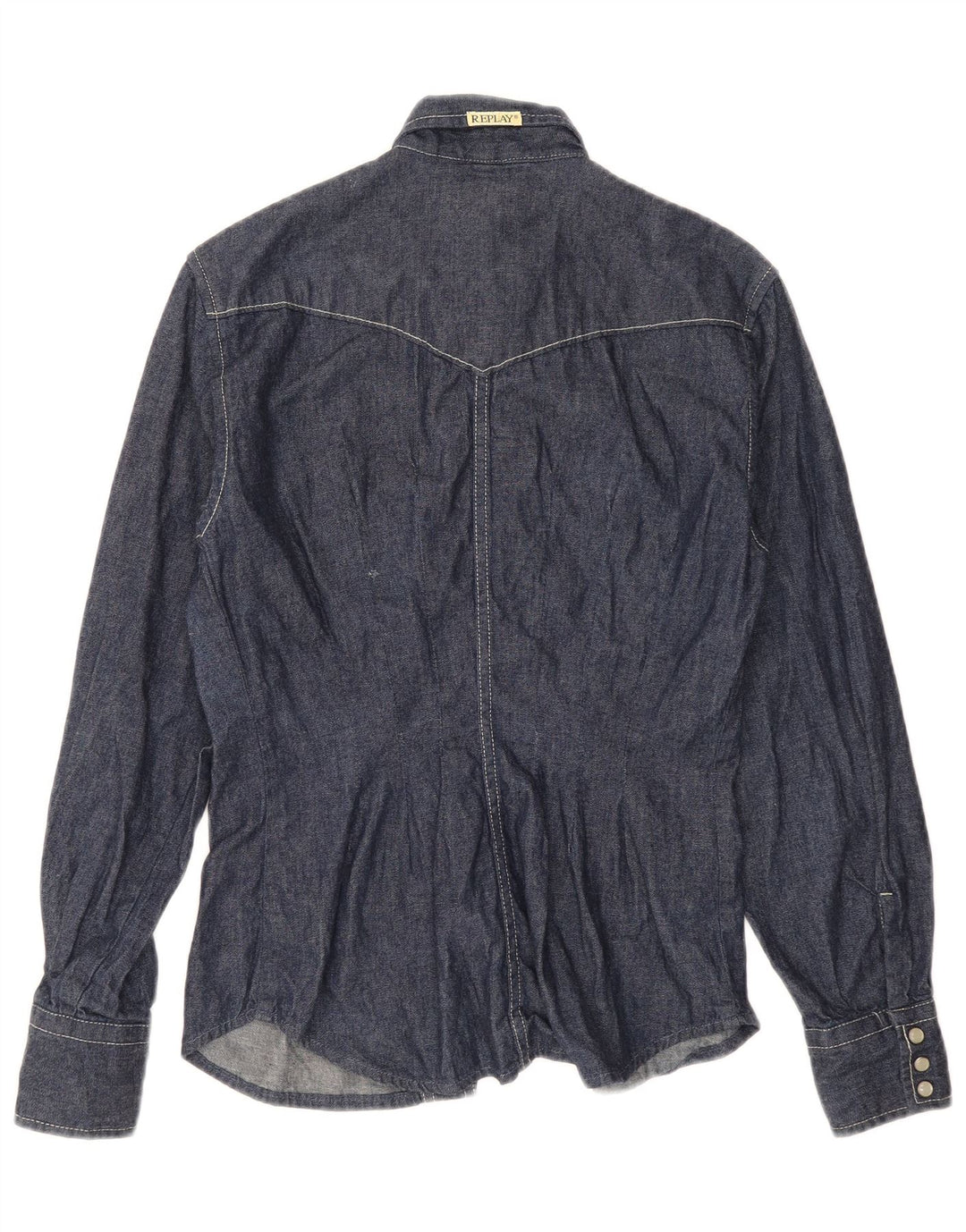 REPLAY Womens Denim Shirt UK 12 Medium Navy Blue