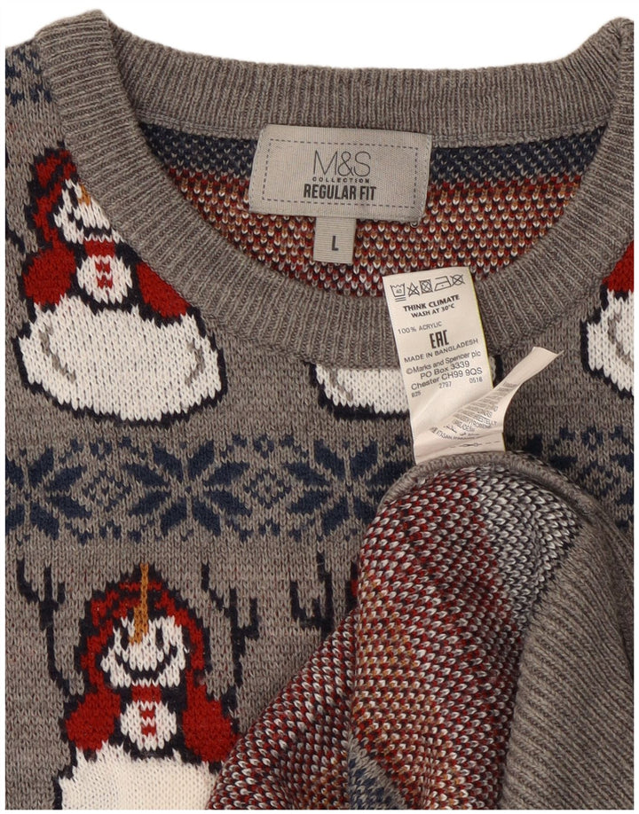 Marks & Spencer Herre sweater med rund hals, stor grå jul