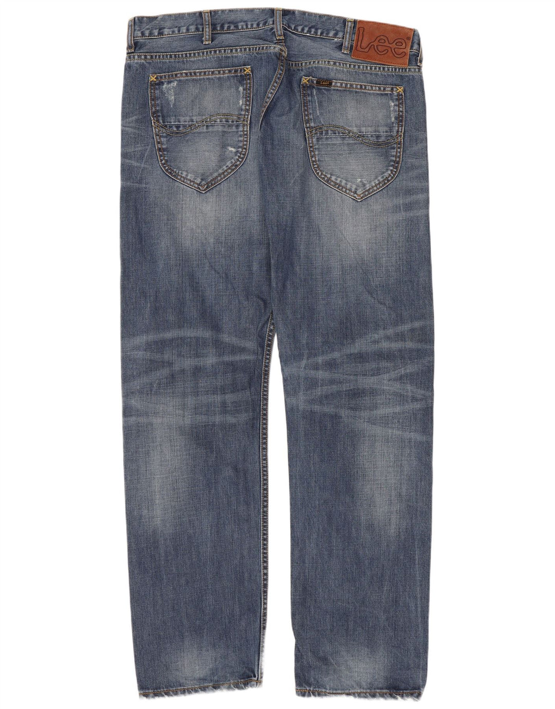 Lee Mens Knox Distressed Straight Jeans W38 L32 Blue Cotton