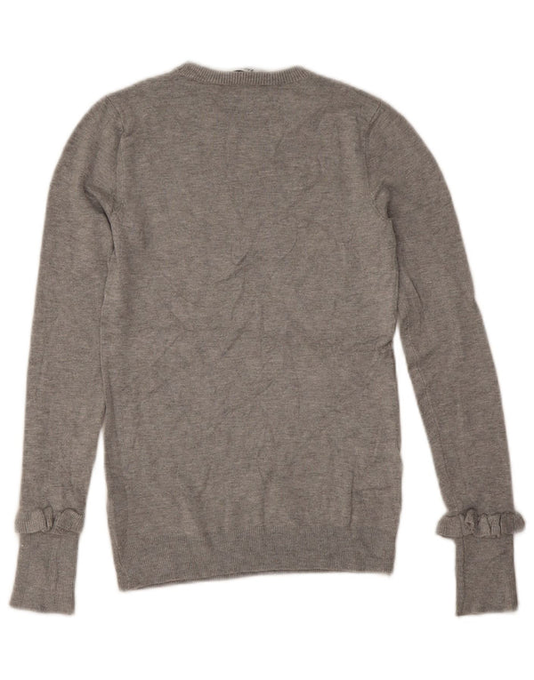 Maglione maglione girocollo da donna Zara UK 10 piccolo in viscosa grigia