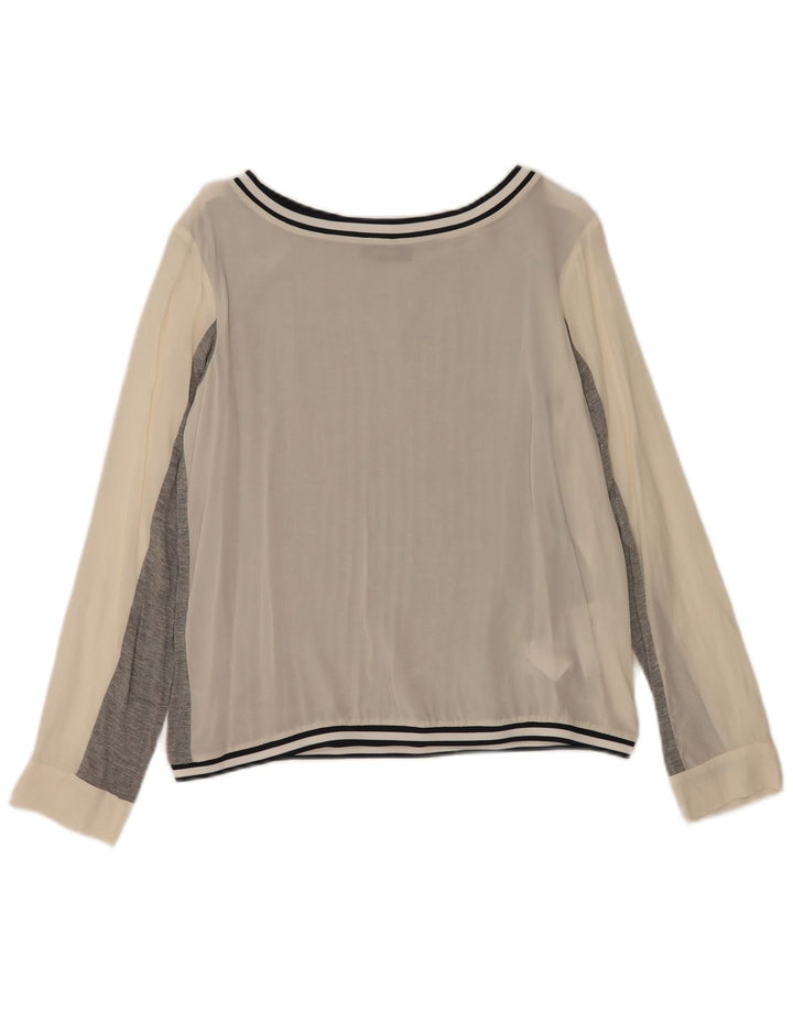 Max & Co. Langarm-Blusenoberteil für Damen, UK 10, Größe S, Grau, Farbblock