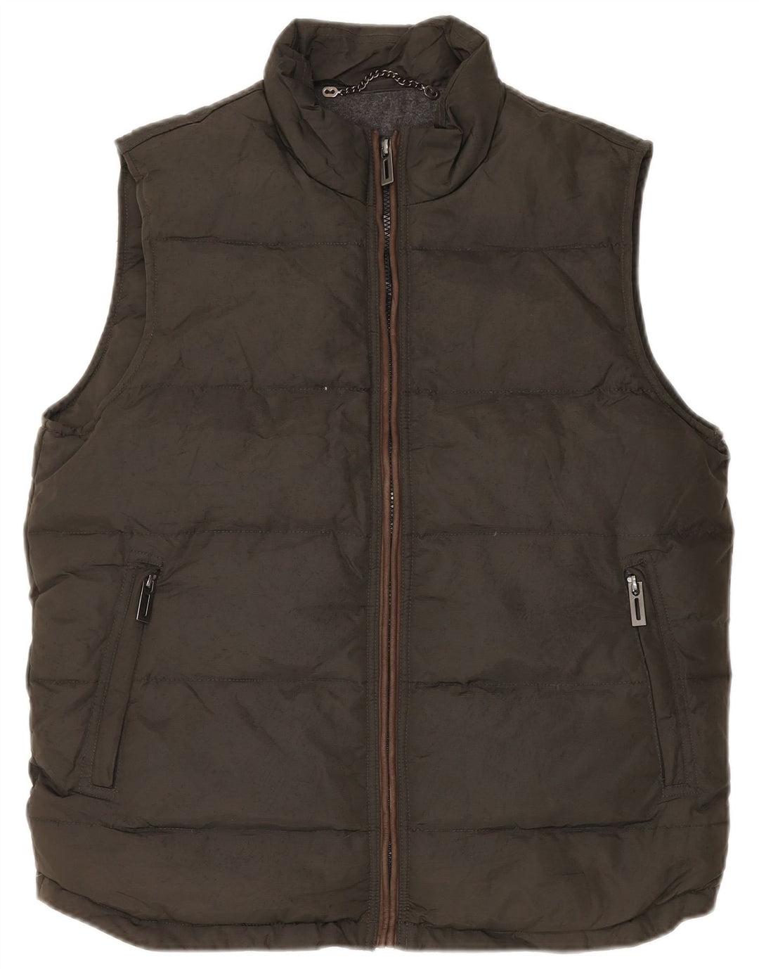 John Lewis Mens Padded Gilet UK 38 Medium Khaki Nylon