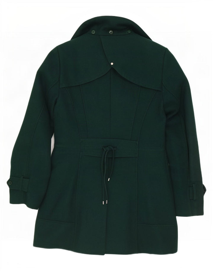 Calvin Klein Womens Trench Coat UK 10 Small Green Wool Classic