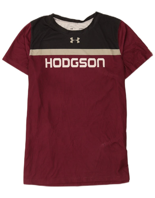 Under Armour Mens Graphic T-Shirt Top Large Burgundy Colourblock Polyester