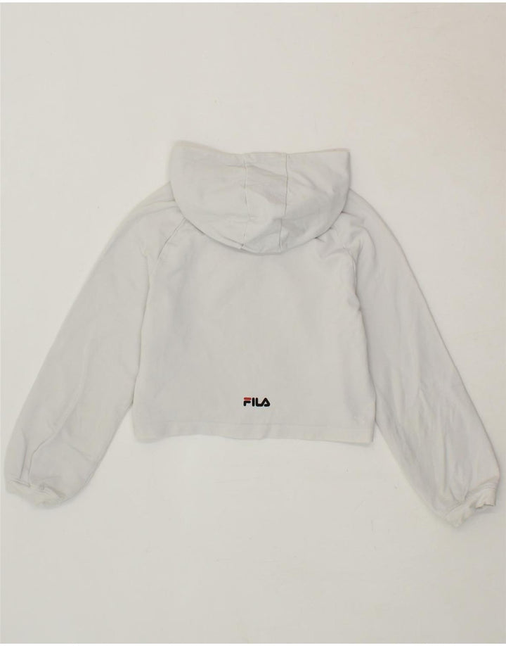 FILA Girls Graphic Crop Hoodie Jumper 9-10 Years  White Cotton Vintage Fila and Second-Hand Fila from Messina Hembry 