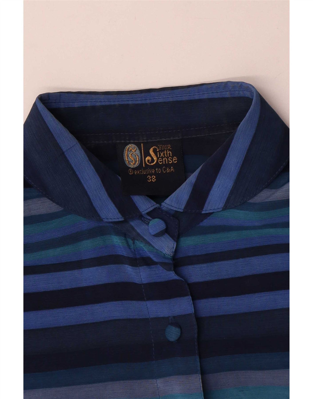 Your Sixth Sense Womens Shirt Blouse EU 38 Medium Blue Striped Polyester