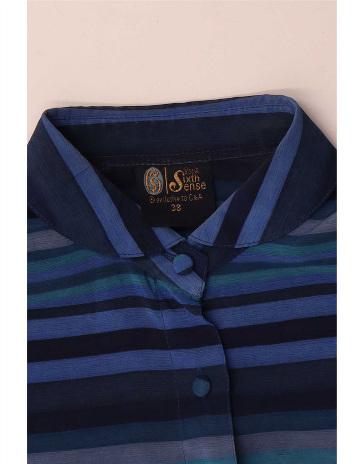 Your Sixth Sense Womens Shirt Blouse EU 38 Medium Blue Striped Polyester