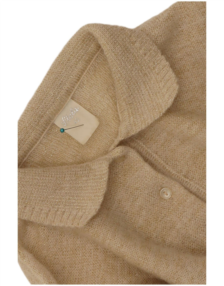 Vintage Womens Oversized Polo Neck Jumper Sweater EU 40 Medium Beige