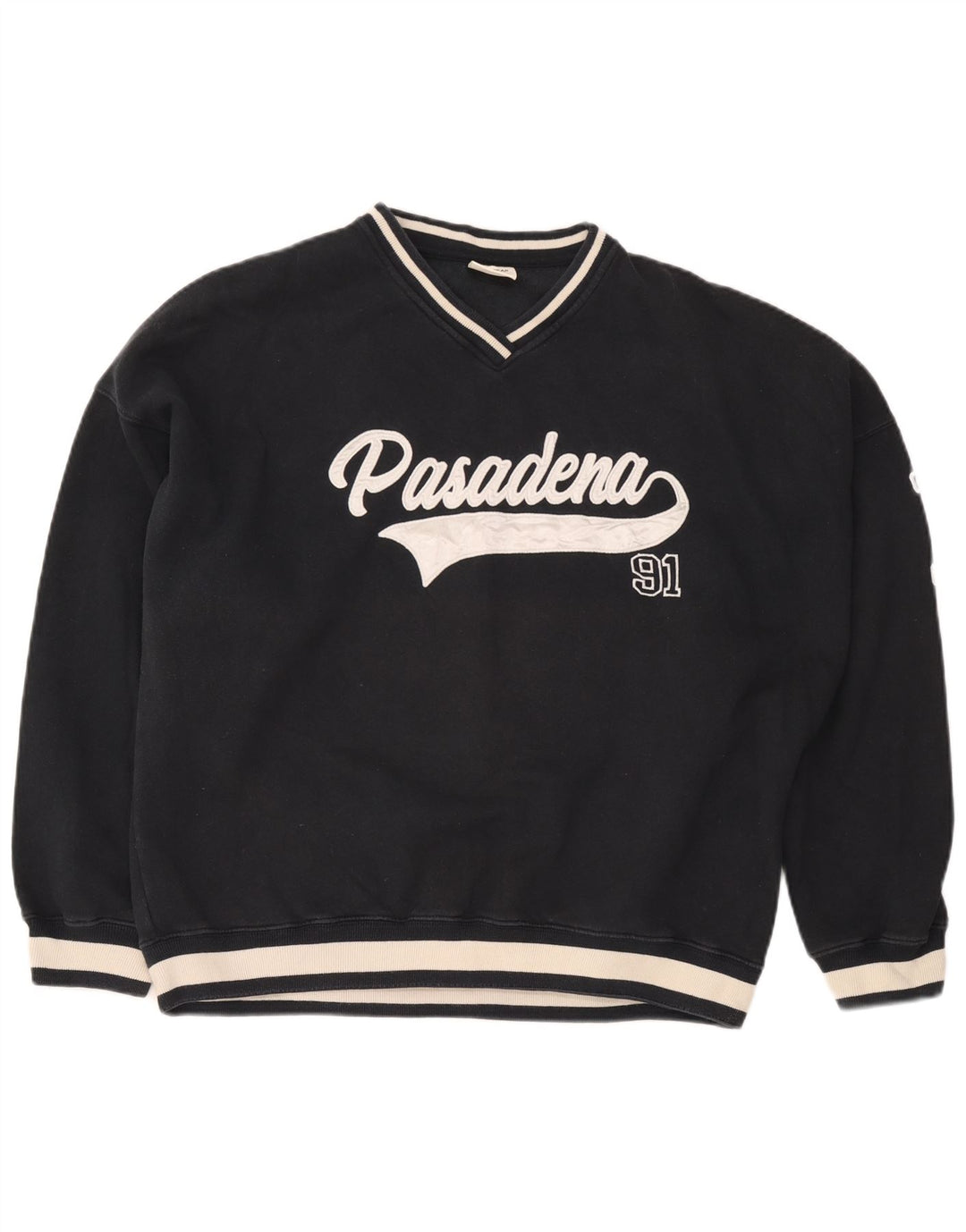 Pull & Bear Felpa Pasadena da uomo, grande, color block blu navy