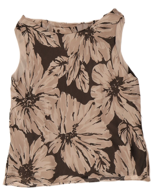 Marks & Spencer Damen ärmelloses reguläres Blusenoberteil, UK 20 2XL, braun geblümt