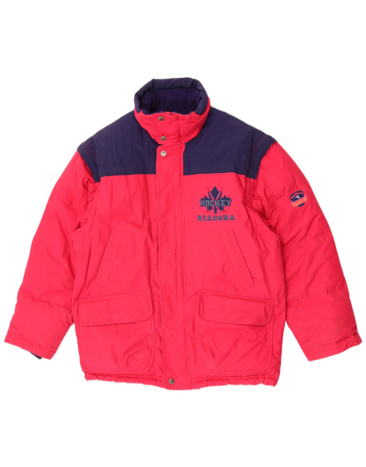 Diadora Herren Loose Fit Wattierte Jacke UK 36 Small Rot Colourblock Polyester