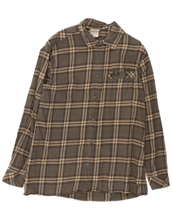 Jack Wolfskin Mens Flannel Shirt XL Grey Check Cotton