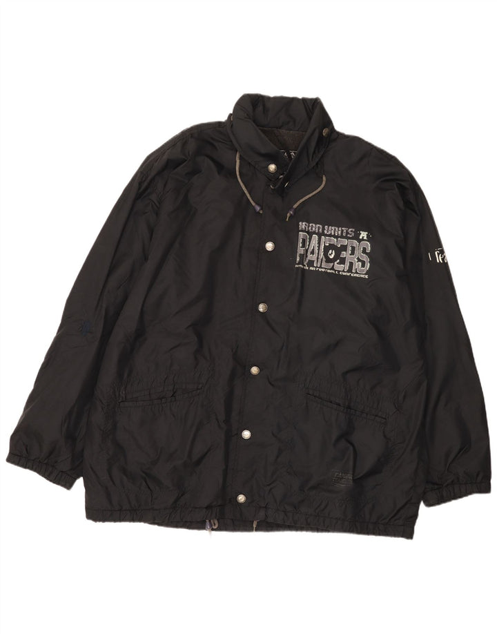 NFL Mens Raiders Graphic Rain Jacket UK 42 XL Black Nylon