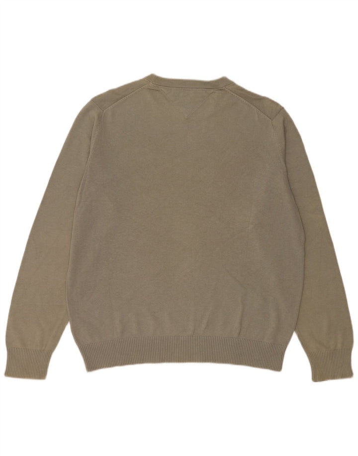 Tommy Hilfiger Mens Crew Neck Jumper Sweater Medium Khaki Cotton