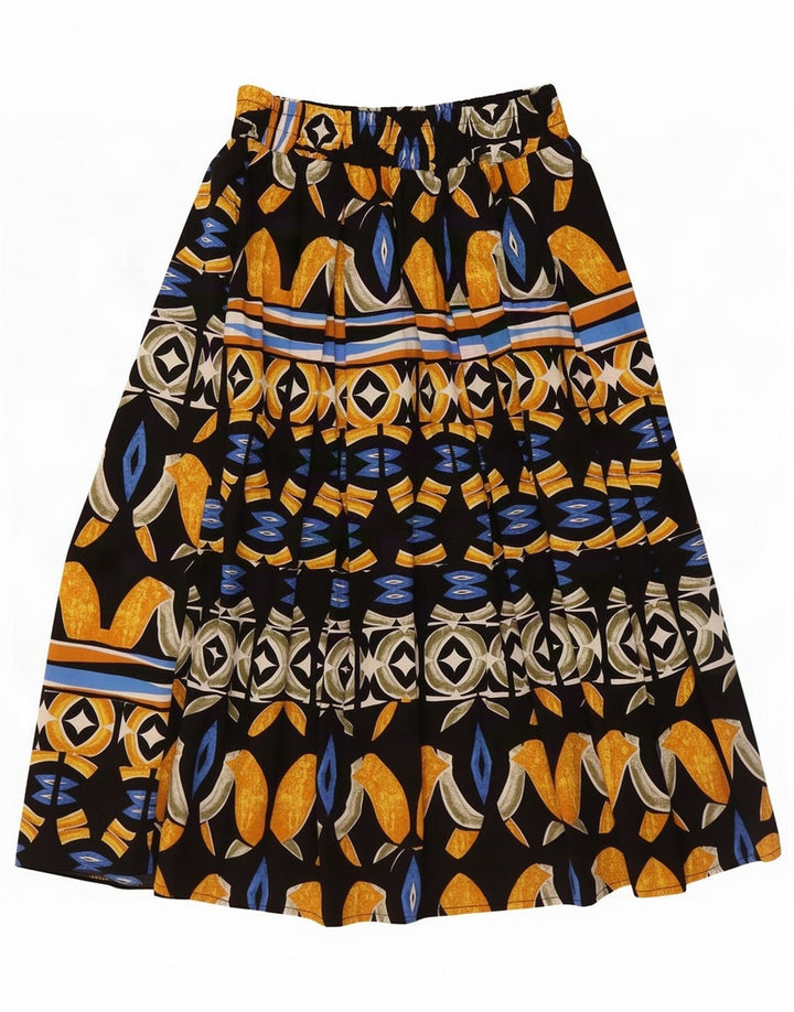 Fusta evazată cu model abstract pentru femei de epocă W28 Multicolor