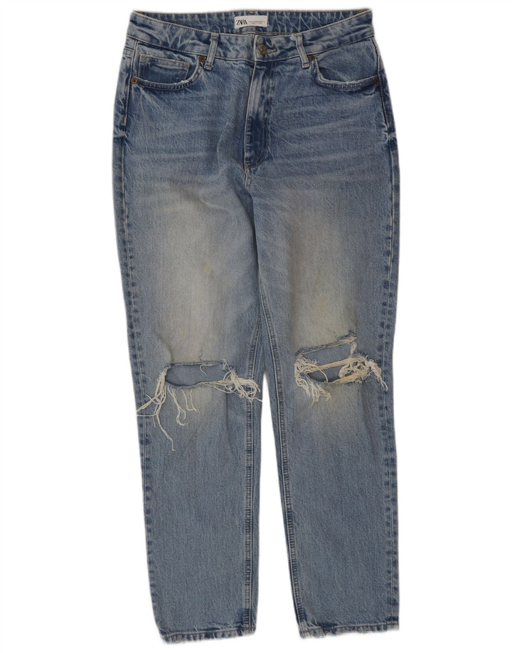Zara Womens Distressed Tapered Jeans EU 42 Large W32 L30 Blue