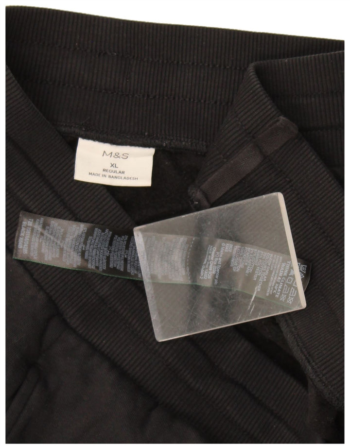Marks & Spencer Mens Regular Tracksuit Trousers Joggers XL  Black Cotton