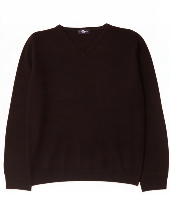 Marks & Spencer Mens Blue Harbour V-Neck Jumper Sweater 2XL Black Acrylic