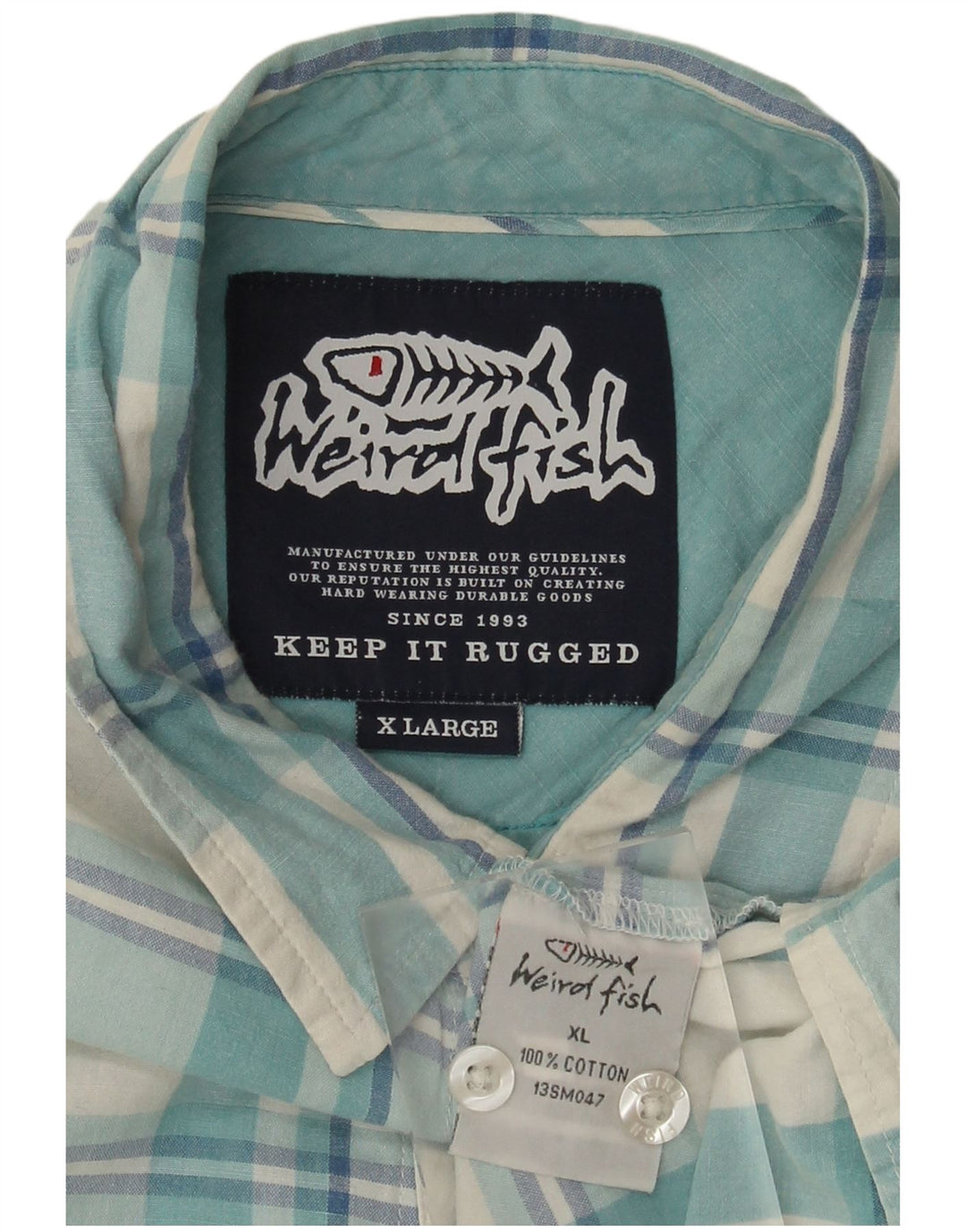Weird Fish Mens Shirt XL Blue Check Cotton