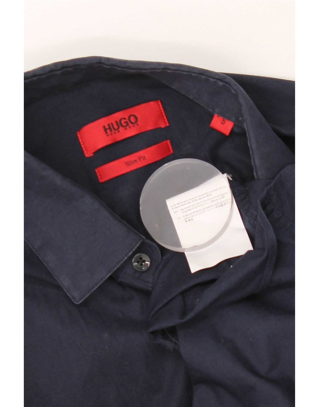 Hugo Boss Mens Slim Fit Shirt Small Navy Blue Cotton