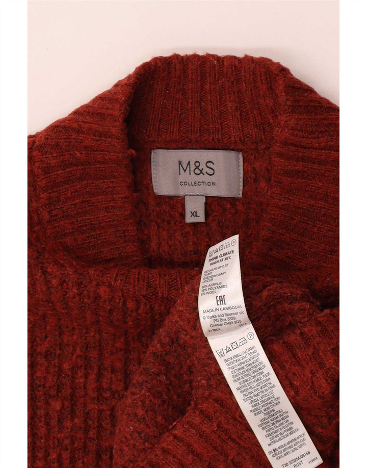 Marks & Spencer Mens Turtle Neck Jumper Sweater XL Red Acrylic