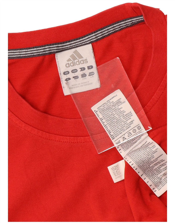 ADIDAS Mens Top Long Sleeve Large Red Cotton