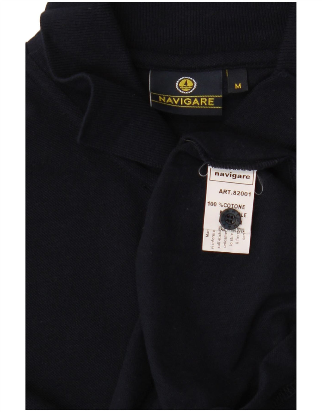 Navigare Mens Polo Shirt Medium Navy Blue Cotton