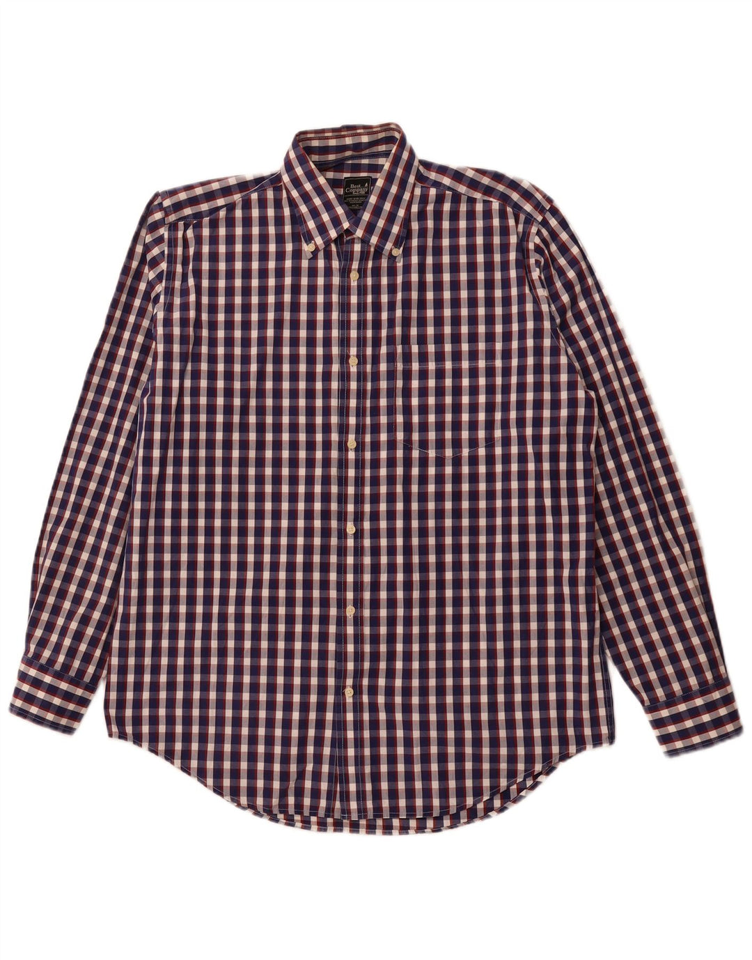 BEST COMPANY Mens Shirt Medium Navy Blue Check Cotton